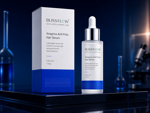 Blissflow Anagrow Anti Frizz Hair Serum packaging concept