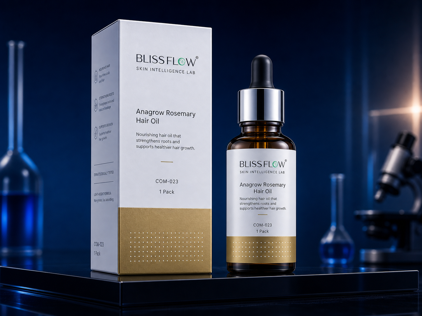 Blissflow Anagrow Rosemary Hair Oil packaging concept