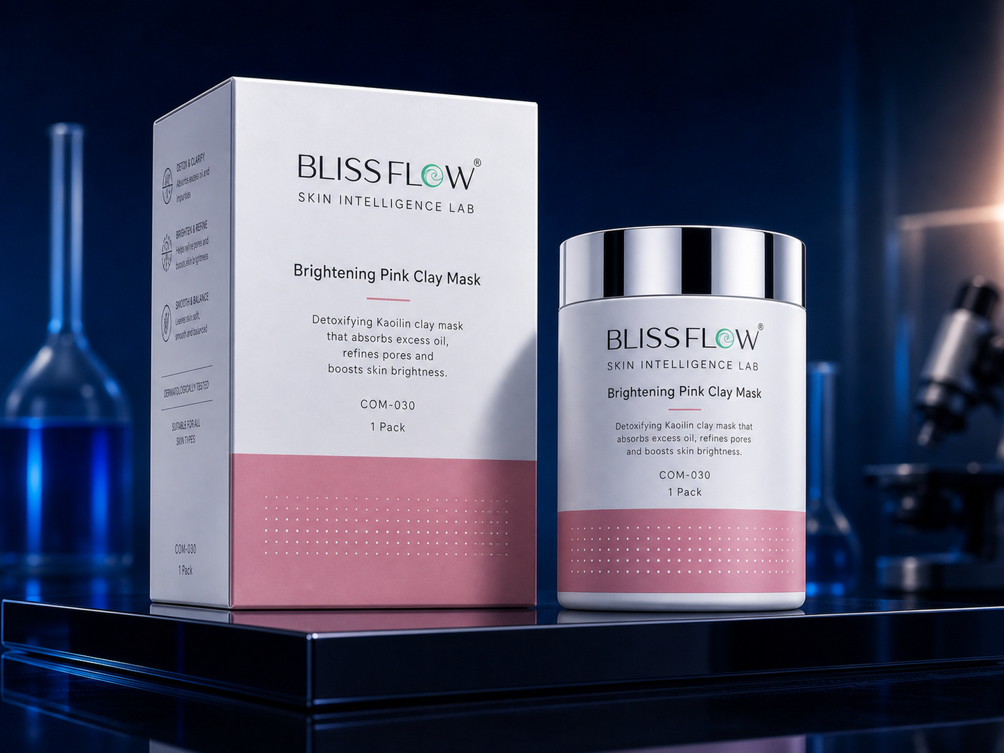 Blissflow Brightening Pink Clay Mask packaging concept