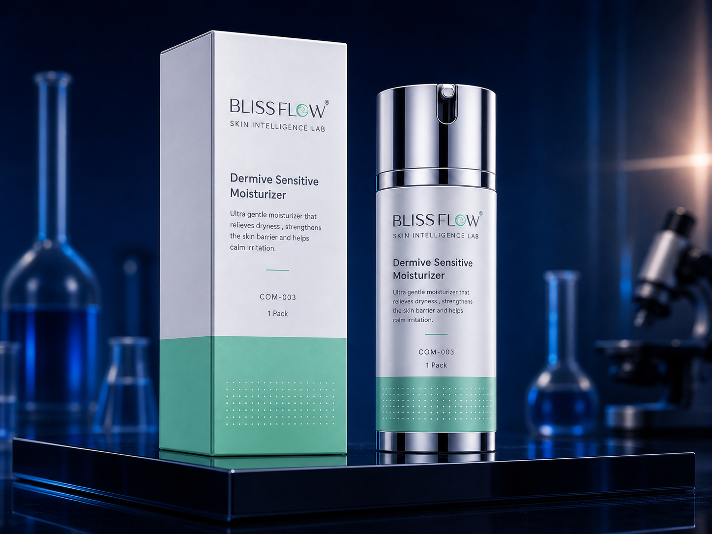 Blissflow Dermive Sensitive Moisturizer packaging concept