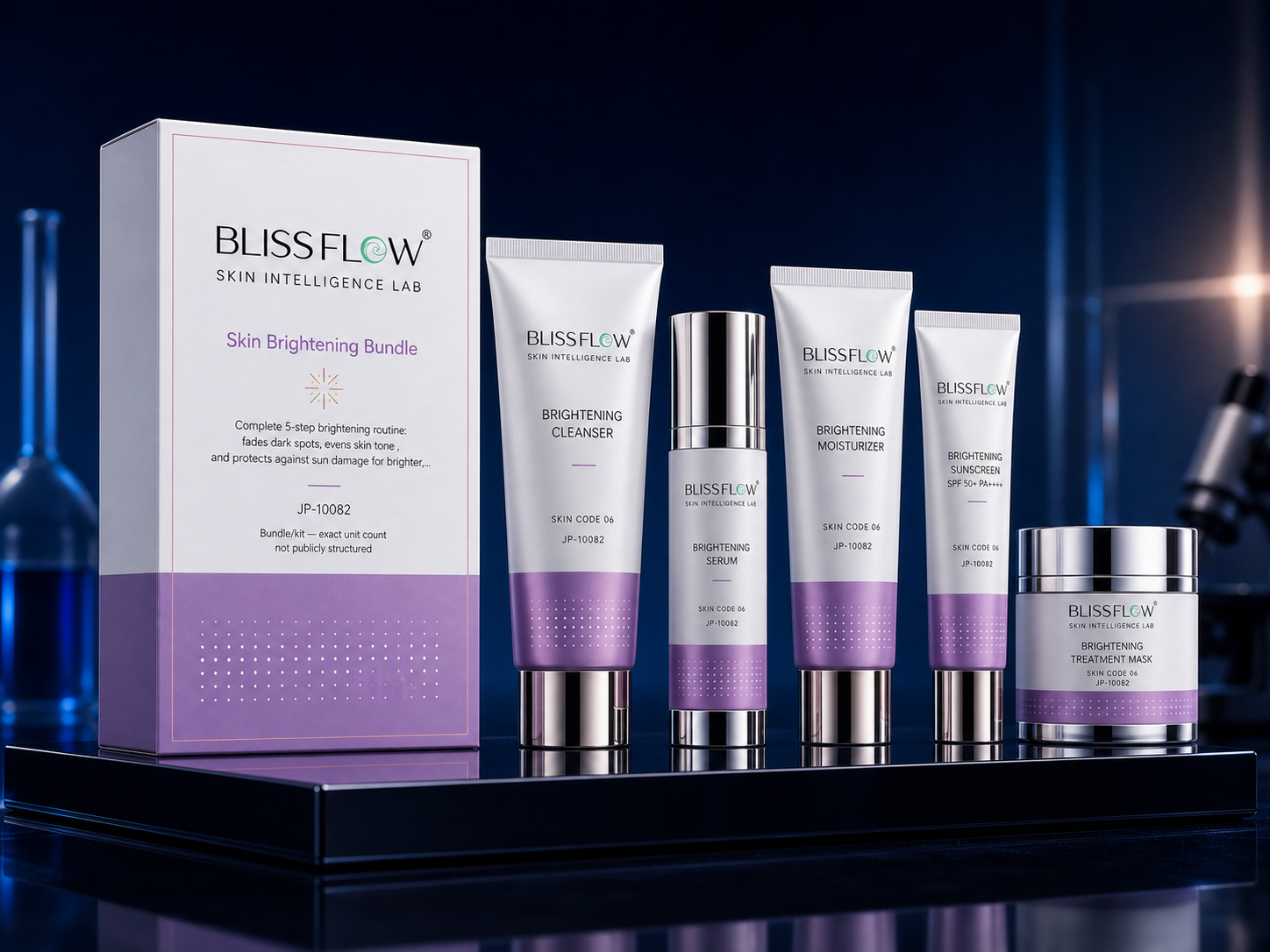 Blissflow Skin Brightening Bundle packaging concept